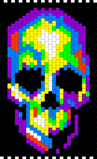 Skull peyote stitch banner - black, blue, emo, gothic, halloween, panel, purple, skeleton, skull, spooky, tapestry, yellow