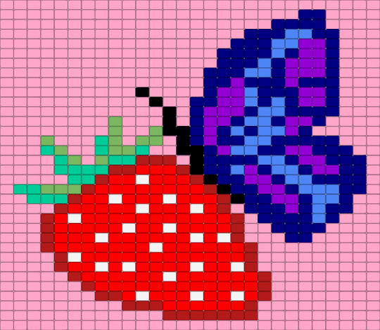 Butterfly and Strawberry - butterflies, butterfly, fruit, girly, insect, pink, purple, purple butterfly, red, strawberries, strawberry