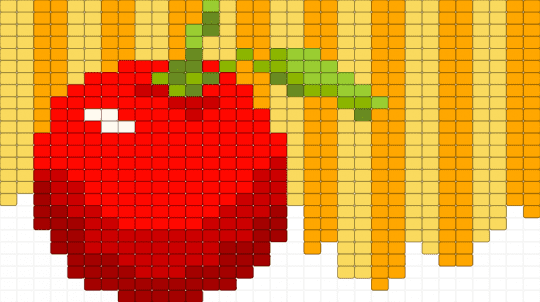 Fruit on stripes - fruit, leaf, orange, red, stripes, yellow