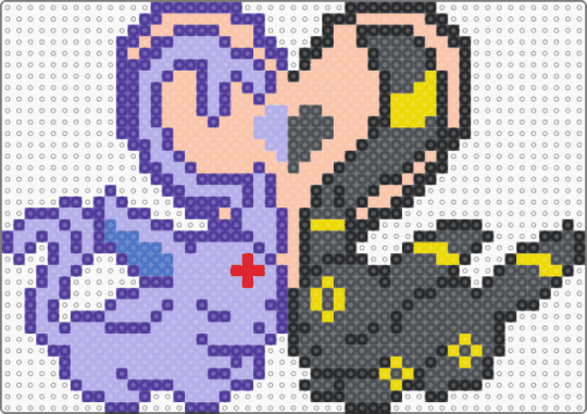 Espon y Umbreon - beige, gray, pink, purple