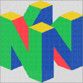 N64 logo - 5x5 - n64,nintendo,logo,3d,video game,console,colorful,green,blue