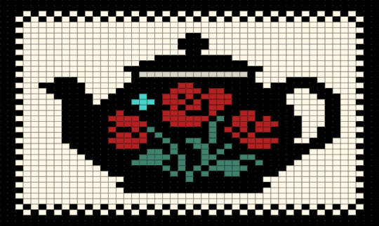 Teapot - red, teal, white