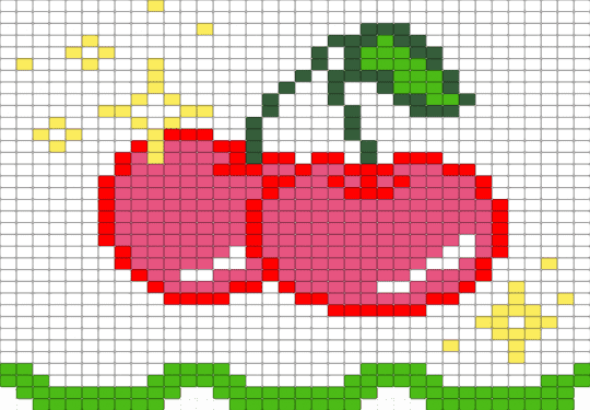cherry 3 - green, pink, white