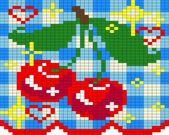 cherry - light blue, red