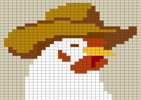 chicken in cowboy hat - beige, gold