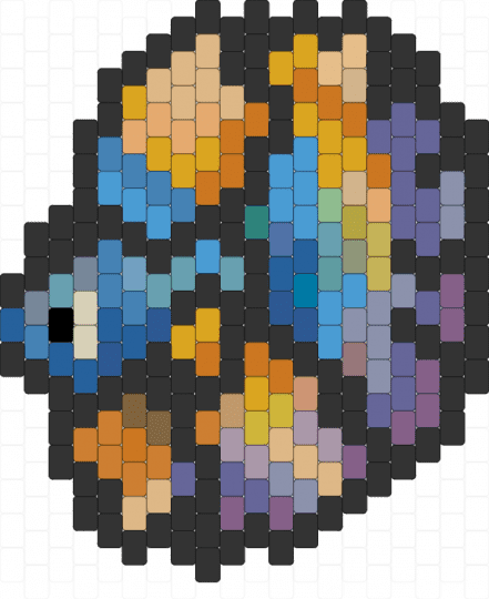 Betta fish pony bead pattern - black, colorful, fish, helpmeidkwhatimdoing, light blue, orange, purple