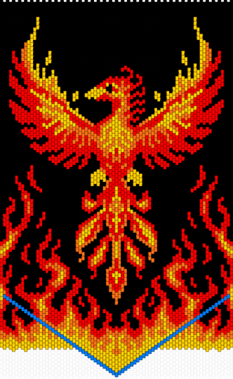 Phoenix w/ Flames (Pointed) - bird, black, fire, flames, phoenix, red