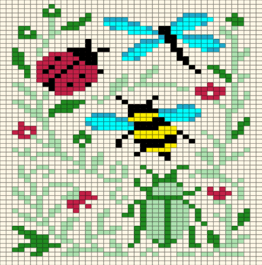 CRITTERS BEADED TAPESTRY - green, teal, white