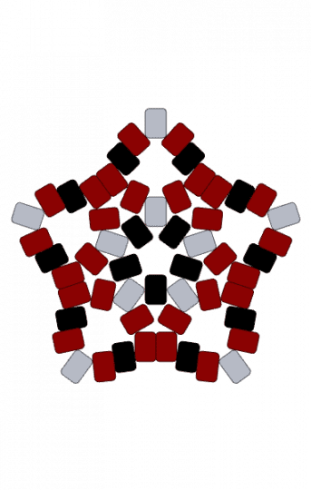 Black, red, + grey - black and red, red, skull, star