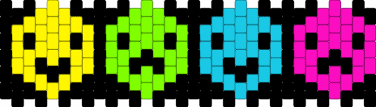 Smiley Frowny Cuff (Remix) - green, light blue, pink, smiley, yellow