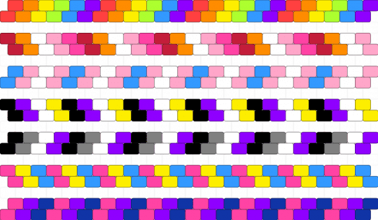 Simple 2 Row Pride Cuffs - asexual, bisexual, gay, lesbian, light blue, nonbinary, pansexual, pink, pride, purple, trans, yellow