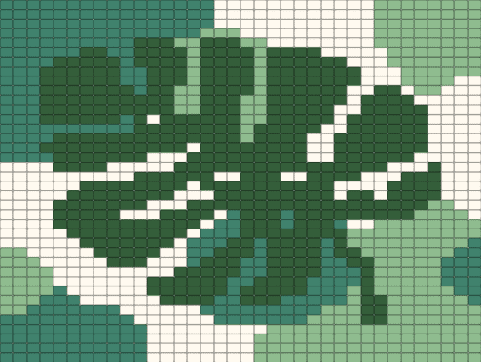 Monstera - gray, teal