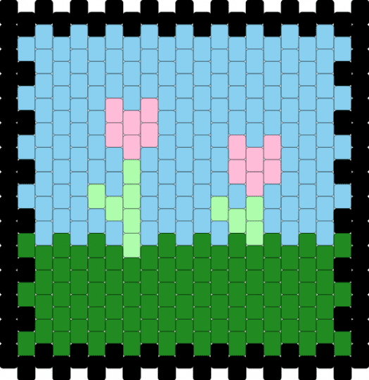 tulip stamp - green, light blue