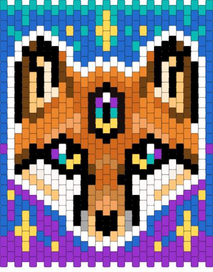 Mystic Fox - animal, animals, banner, blue, cotdsubconscious, fox, orange, panel, purple