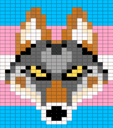 Trans Wolf Panel - gray, light blue, pink, trans, transgender, wolf