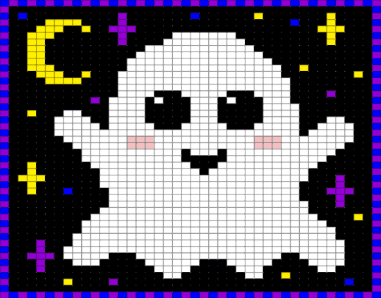 Halloween Ghost Tapestry Pattern - purple, white
