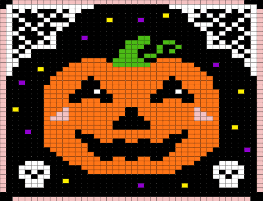 Halloween Pumpkin Tapestry (2) - beige, black, orange
