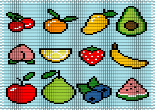 Pixel Fruit - light blue