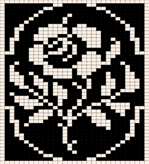doily rose - black, white