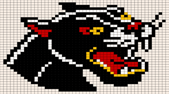 panther - red, white, yellow