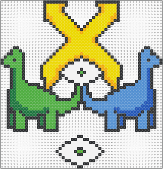 Lostlands (2025) Generic Duo Perler - lost lands,excision,dinosaurs,music,dj,festival,rave,light blue,green,yellow,cotdsymmetry,edm,lostlands