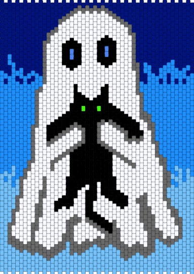 Ghost w/cat - gray, light blue, purple