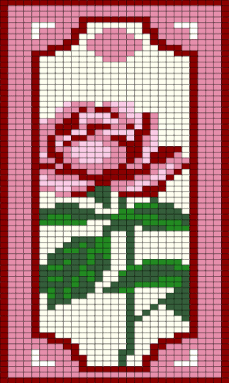 Pony Bead Rose Tapestry - pink, red