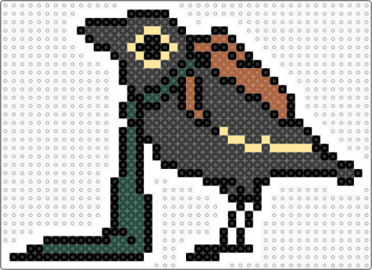 Crow - black, red, white, yellow