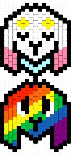 2 bunnies - black, blue, colorful, pink, white, yellow