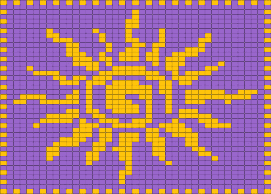 Tangled Sun Pony Bead Tapestry - purple, yellow