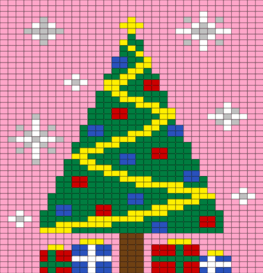 Christmas tree tapestry - green, pink