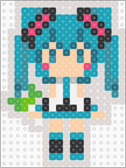 Miku Keychain thingy! - beige, fusebead, hatsune miku, keychain, teal, vocaloid