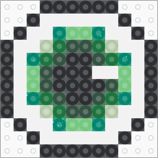 Green eye perler! - eye, gray, green, necklace charm, perler, perler charm, teal, weirdcore, white