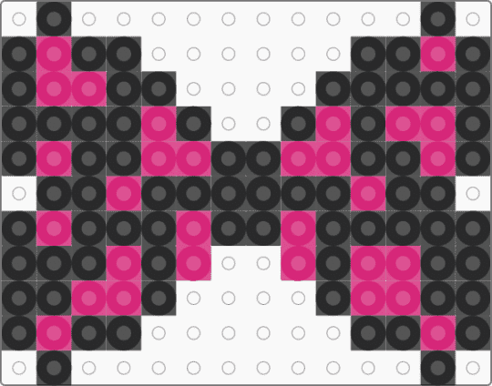 Spotted polka-dotted bow charm ! - black, bow, charm, cotddots, hot pink, keychain, perler, pink