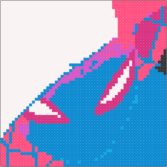 Gwen Stacy - blue, cartoon, comic, fuse perler bead pattern, fusebead, marvel, pink and blue, purples, spiderman