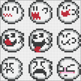 Boo Family - boo,ghost,mario,nintendo,face,character,cute,spooky,video game,white,black,red