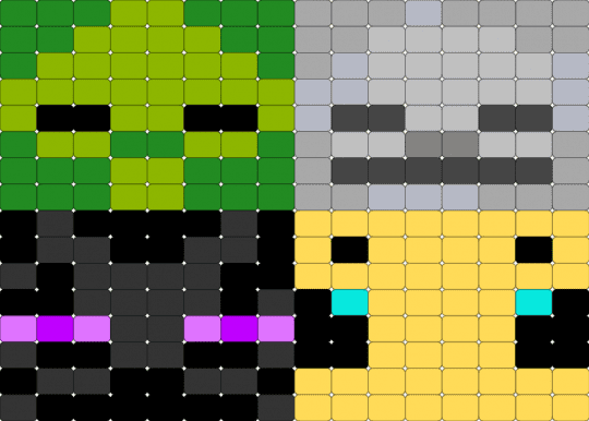 minecraft mobs - beige, green, yellow