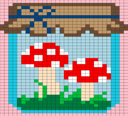 mushroom - beige, light blue, pink