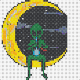 Alien Bong - alien,moon,bong,weed,smoking,night,marijuana,nsfw,green,yellow,black