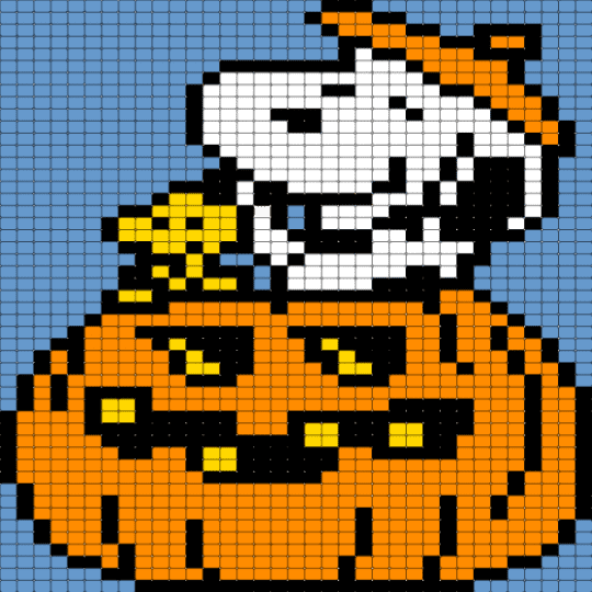 Pony bead snoopy pumpkin - light blue, orange