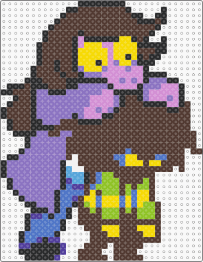 susie searching on kris for fleas (light world) - blue, brown, deltarune, kris deltarune, susie deltarune