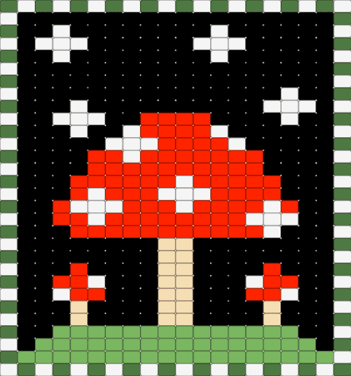 Mushroom Tapestry 2 - black, green, red