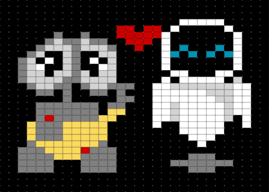 Wall-e and Eve - black, cartoon, gray, walle, white
