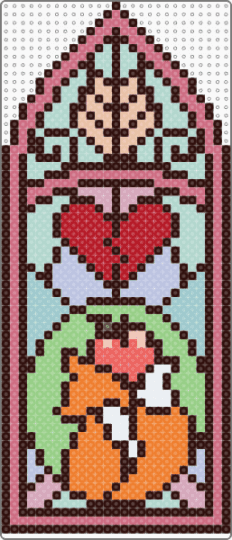 Stained glass Once Upon a Broken heart - apple, book, brown, fox, heart, light blue, love, ouabh, pink