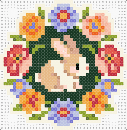 Bunny - beige, bunny, colorful, green, pan, red