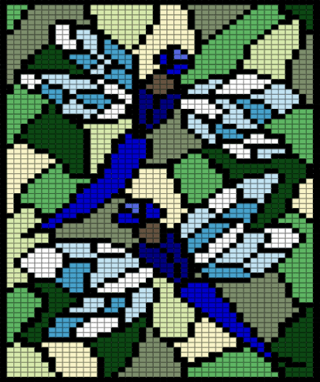 dragonflies - black, colorful, gray, green, tapestry, yellow