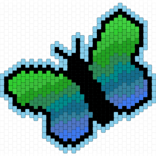 Gradient Green to Blue Butterfly - green,light blue,blue,butterfly,insect,gradient