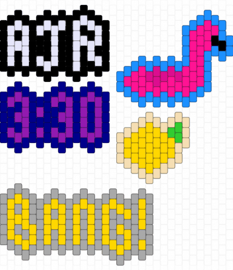 AJR flat charms WIP - pink,purple,yellow,beige,ajr,music,album,band,charms