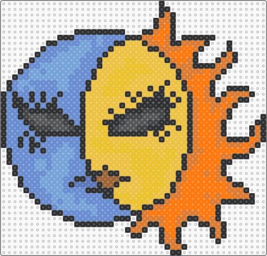 Sun and moon perler - blue,orange,yellow