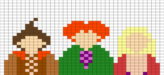 Sanderson Sisters - beige, green, red, white